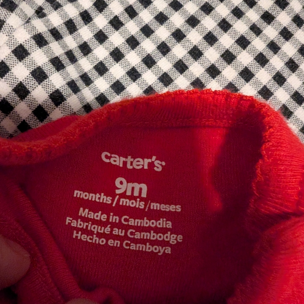 Carter's Red Penguin Bodysuit with Checkered Pants - Picture 6 of 8